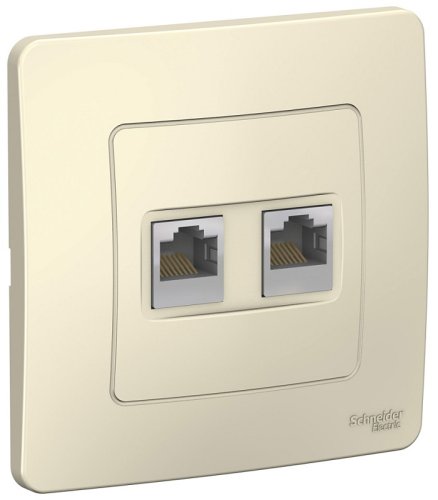 Розетка компьютерная с рамкой Systeme Electric Blanca 2-м. RJ45+RJ45 5e молочный картинка